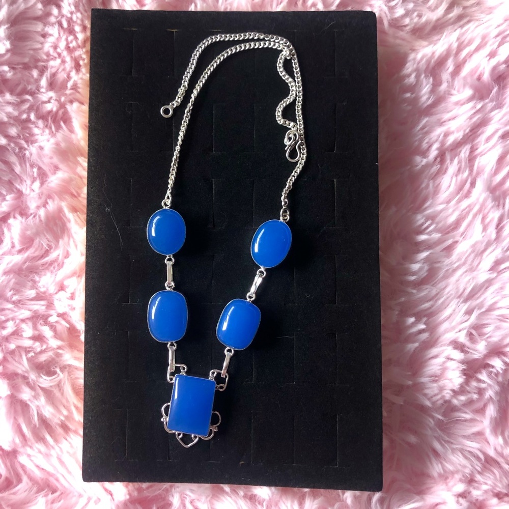 Authentic stone and silver necklace 19 to 20 inches long brand new